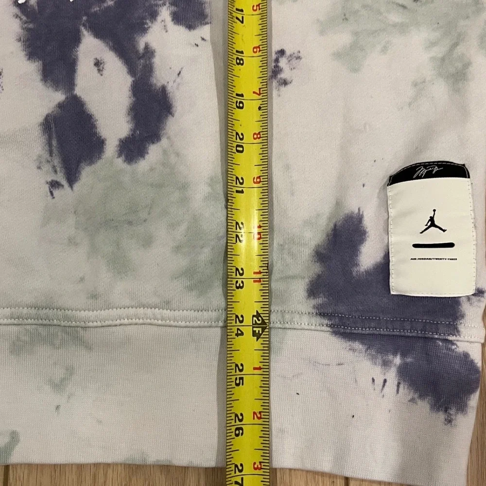 Jordan AJ Tie Dye Hoodie Mens Large Grey Navy White Fleece Pullover Jumpman Logo